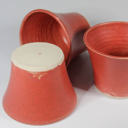 Mini Cherry Red Fluted Handmade Ceramic Plant Pot